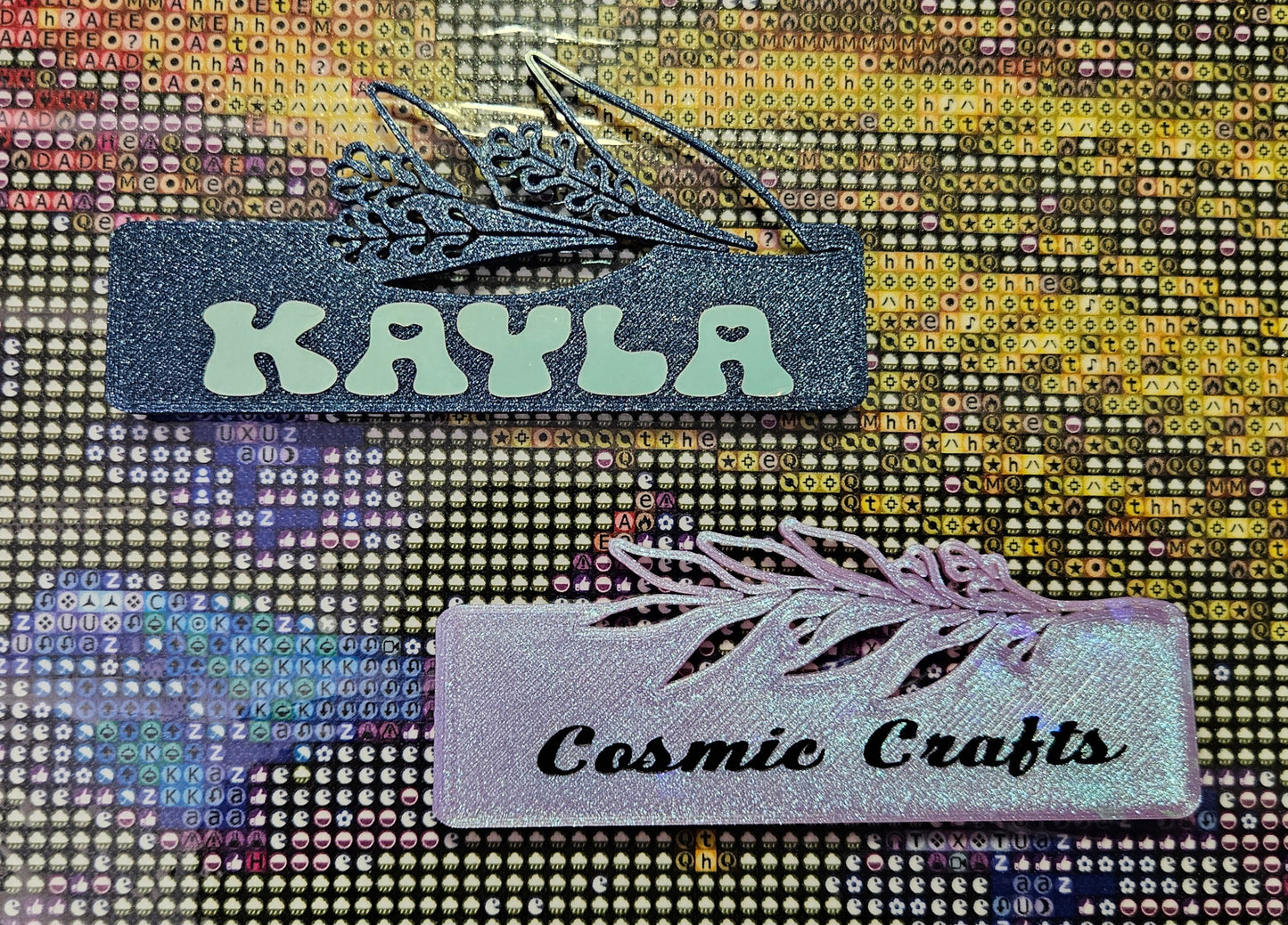 Personalized Floral Coverminder, Large Diamond Art Cover Minder, Custom Name Magnet, 3D Printed Floral Design