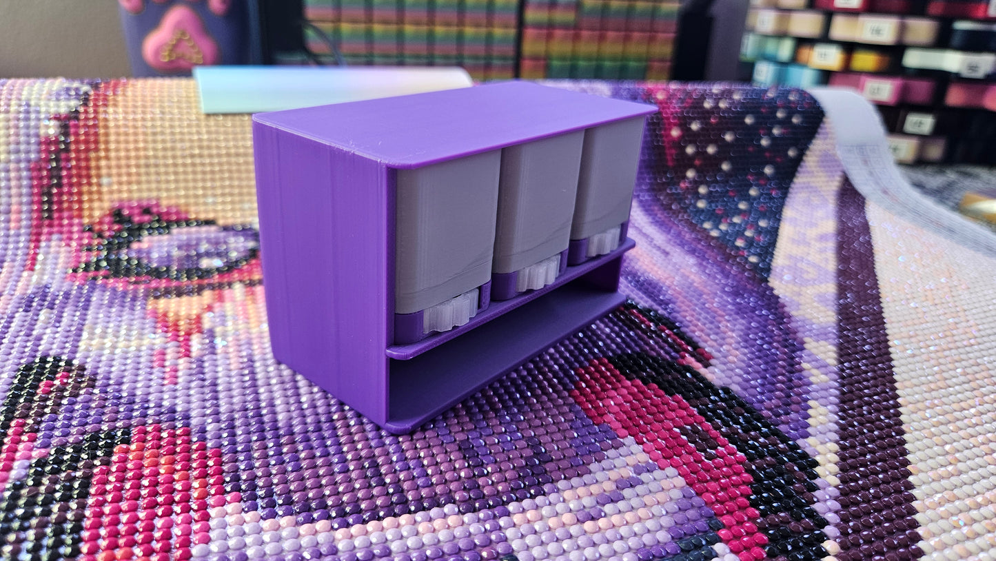 3-Color Diamond Drill Dispenser – 3D Printed Organizer for Diamond Painting Enhancements & Small Projects