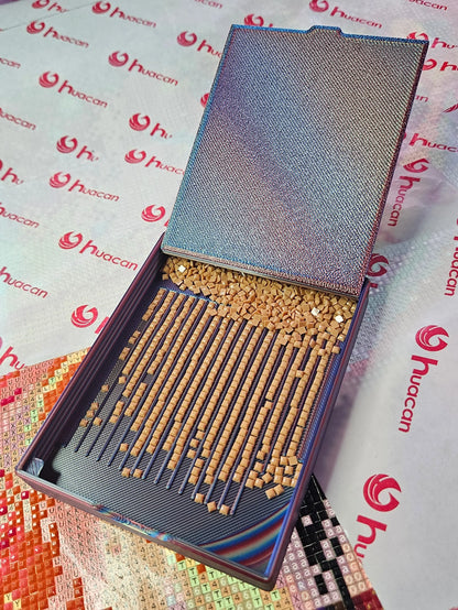 FLIP Diamond Art Tray with Flip Lid & Sloped Spout, 3D Printed Drill Tray, Unique Diamond Painting Tool Cosmic Crafts