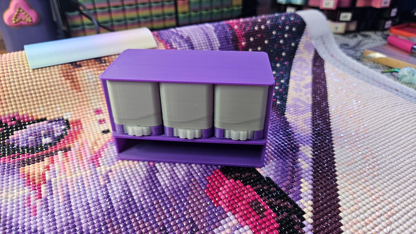 3-Color Diamond Drill Dispenser – 3D Printed Organizer for Diamond Painting Enhancements & Small Projects